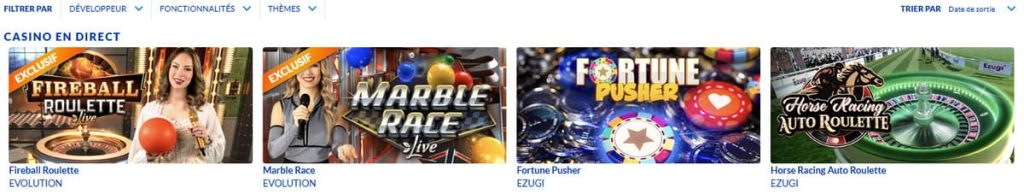 Lucky Treasure Casino jeux live