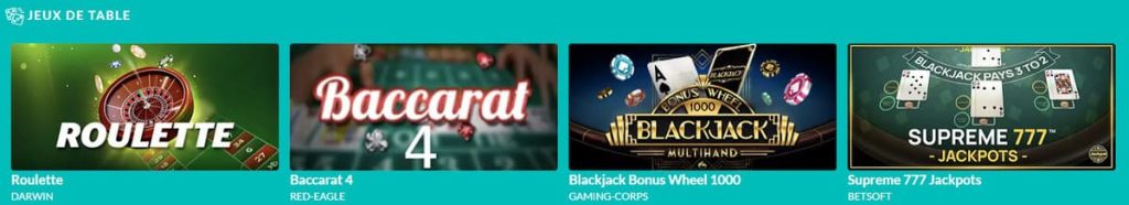 Lucky Treasure Casino jeux table